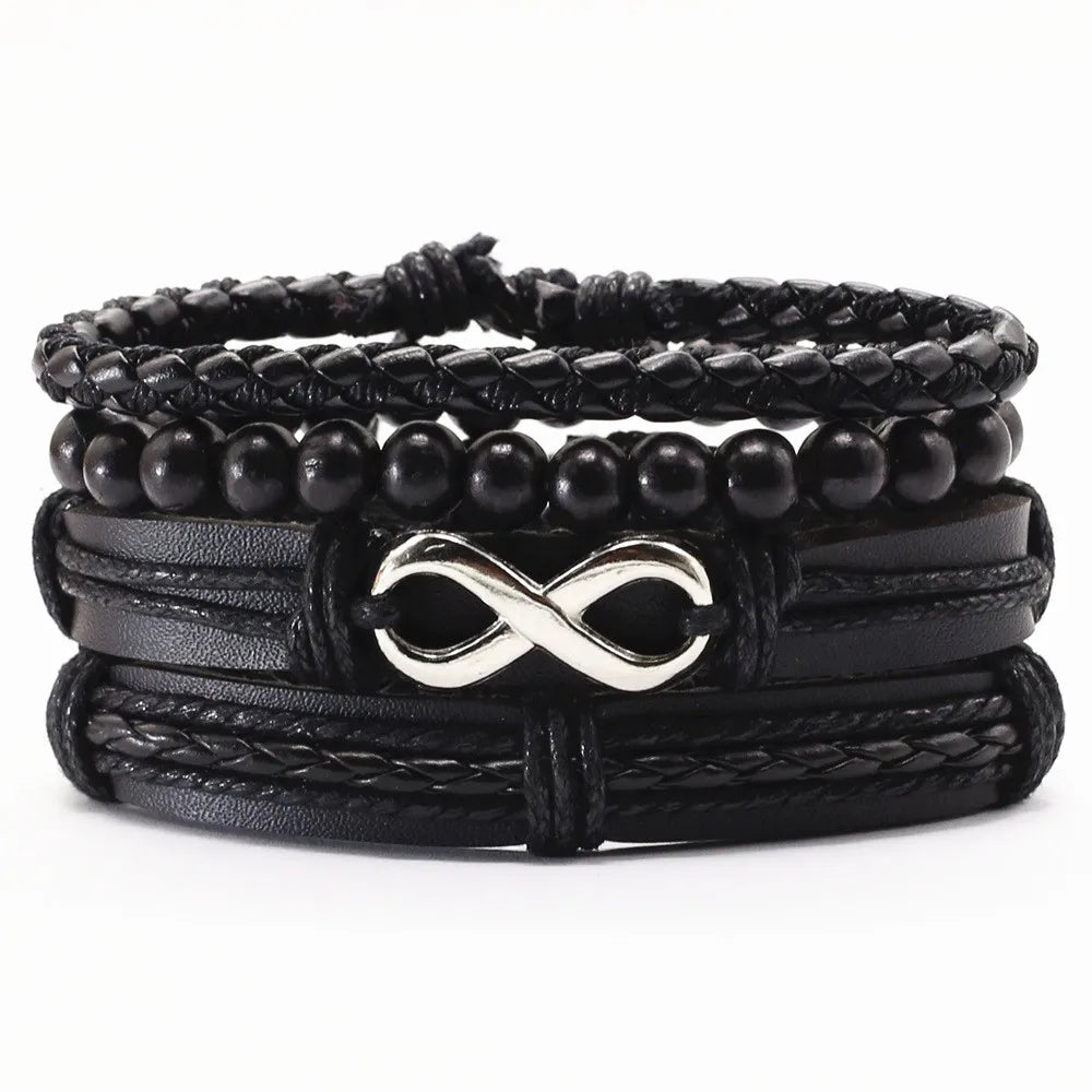 New Fashion Vintage Beads Leather Men Bracelets For Women Femme Homme Male Jewelry