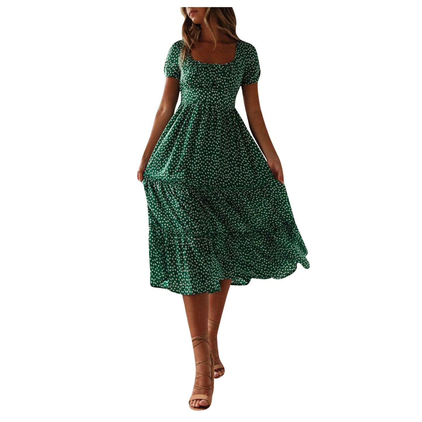 Floral Flowy Midi Summer Dress