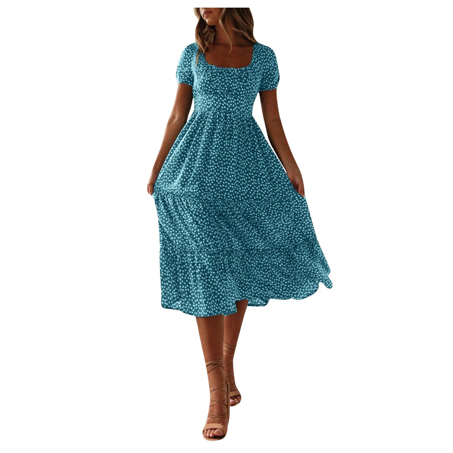 Floral Flowy Midi Summer Dress