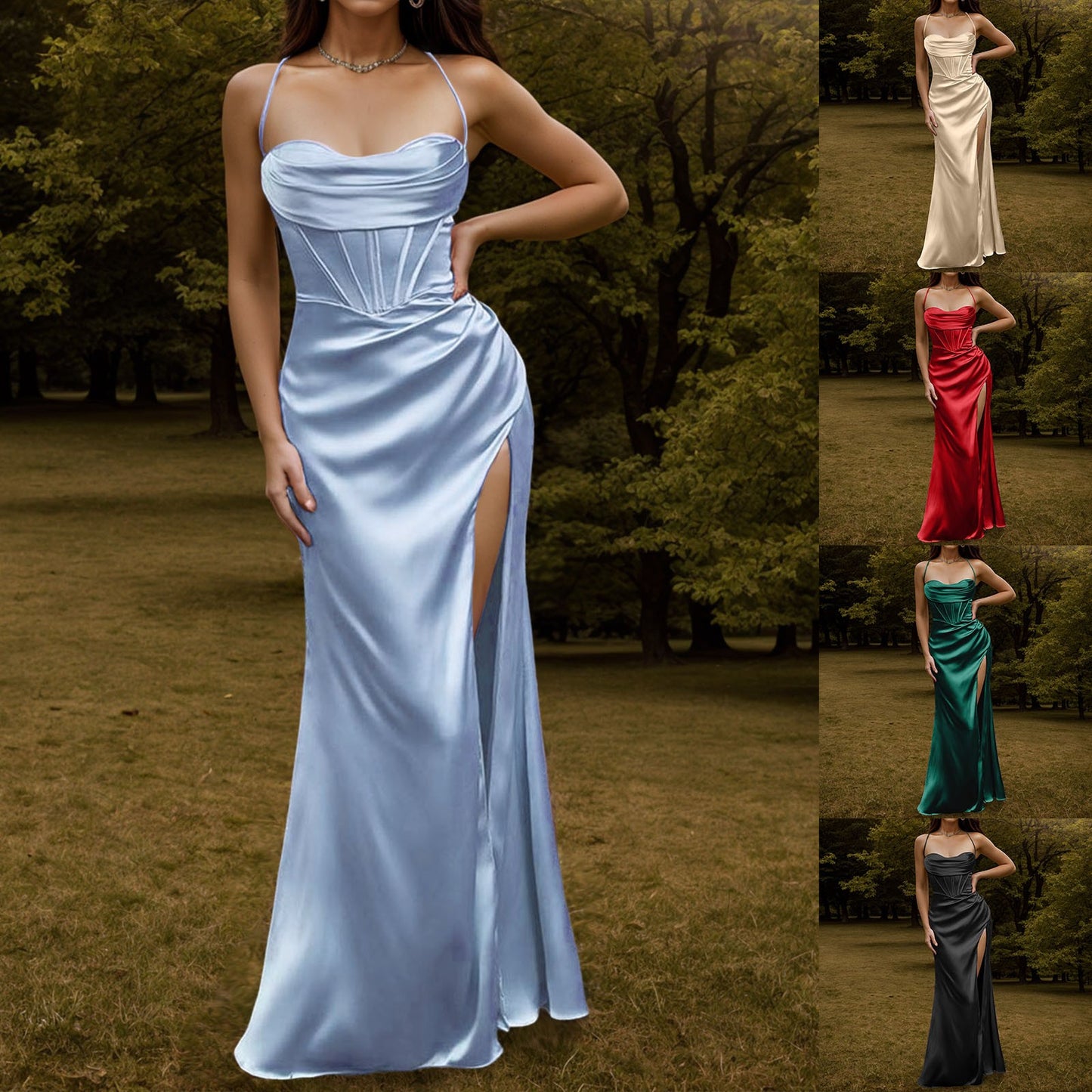Silky Satin Corset Party Dress