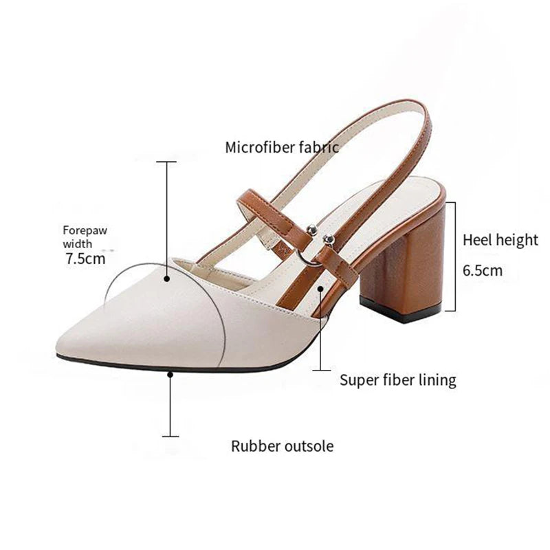 Pointed Toe Block Heel Sandals
