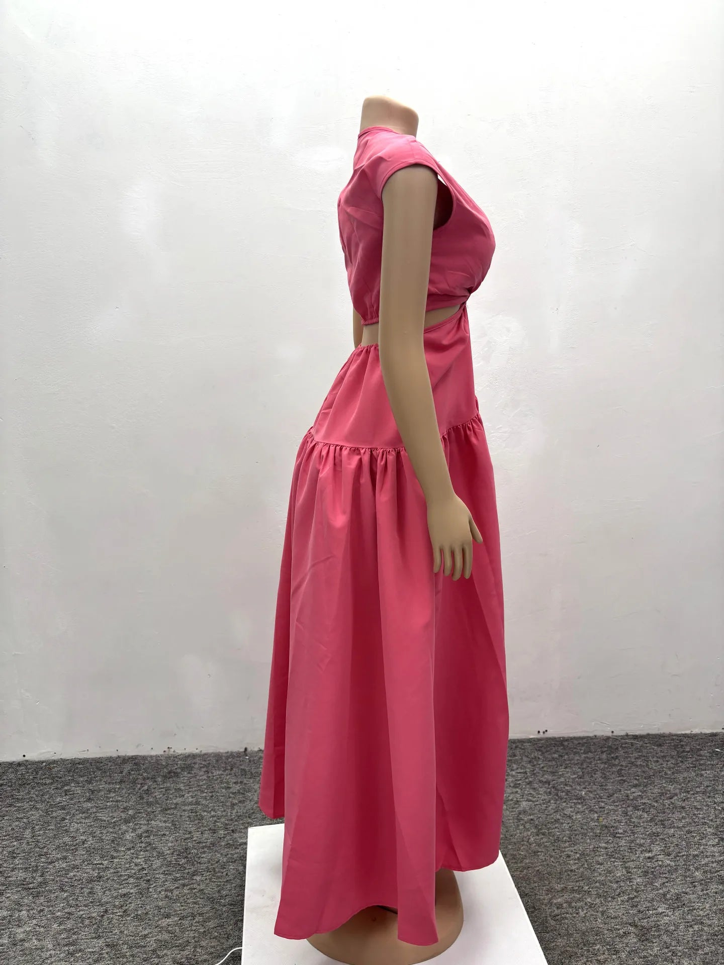 CM.YAYA Women Short Sleeve Tie Up Open Waist Deep V-neck Maxi Long Dress 2025 Summer Sexy Club Party Even Beach Vestidos Dresses