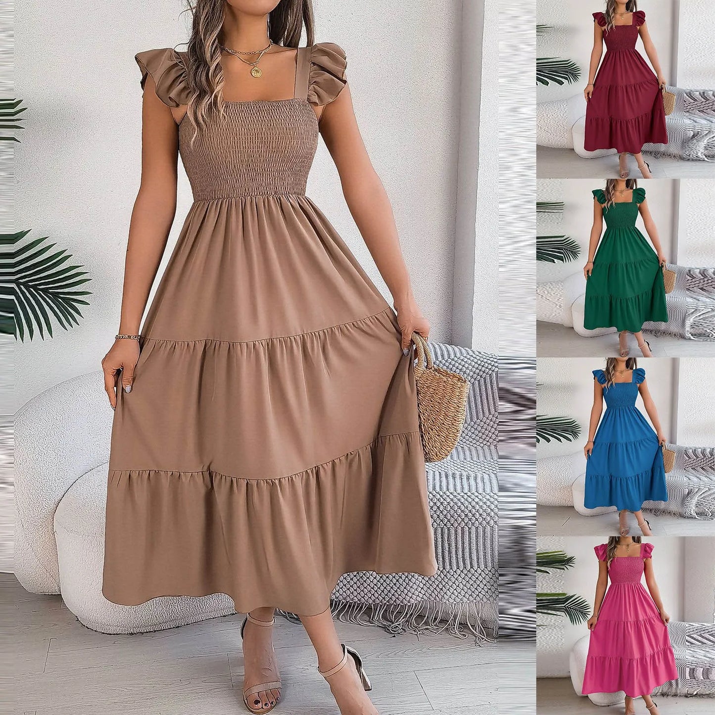 Square Neck Sleeveless Maxi Dress