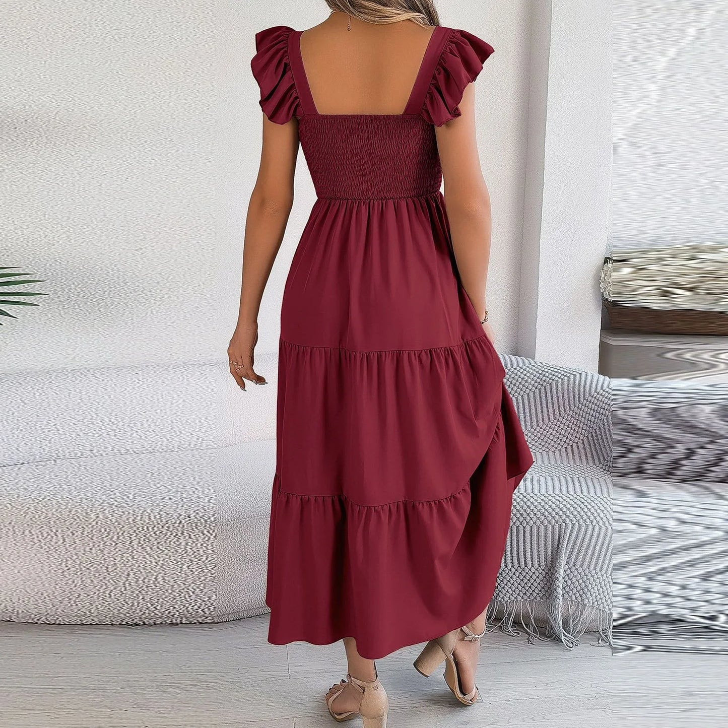 Square Neck Sleeveless Maxi Dress