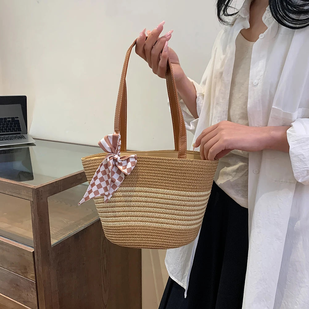 Large Straw Crochet Tote Bag