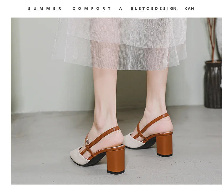 Pointed Toe Block Heel Sandals