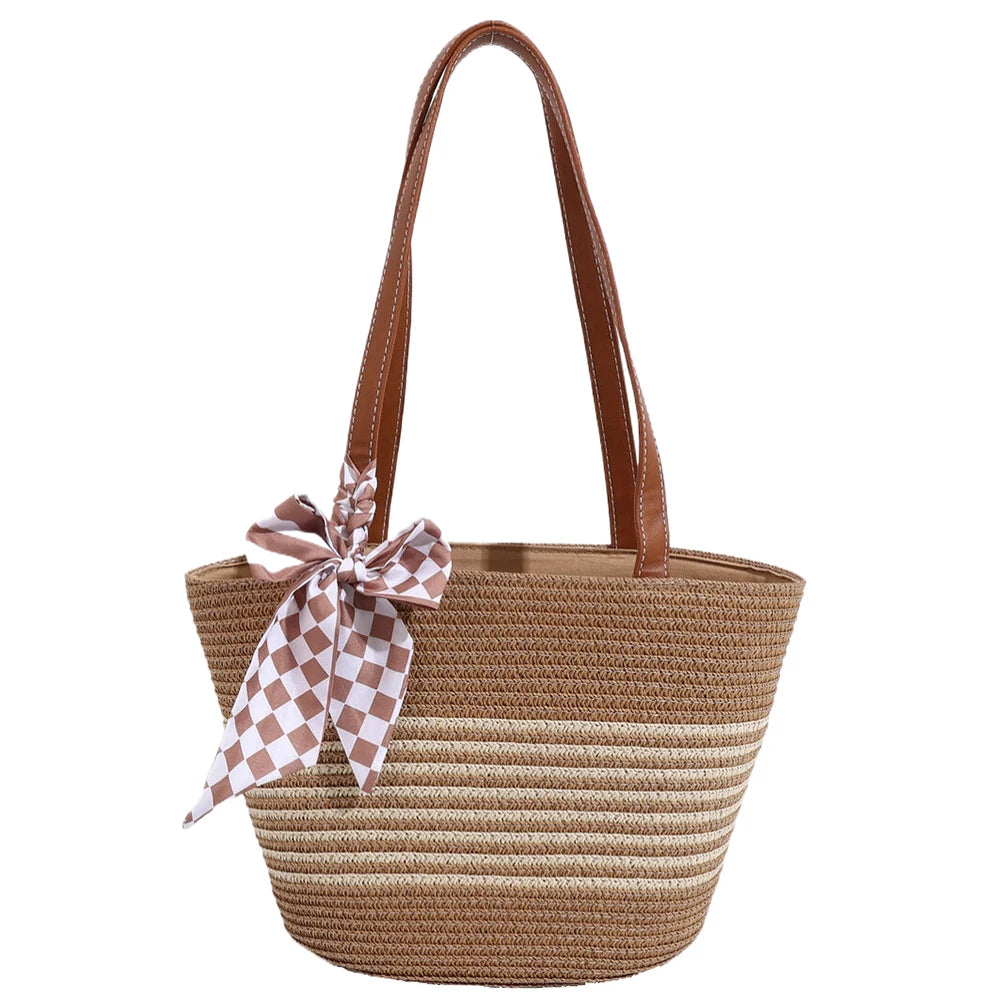 Large Straw Crochet Tote Bag