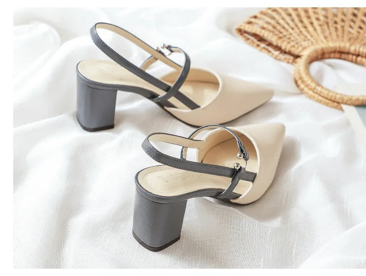 Pointed Toe Block Heel Sandals