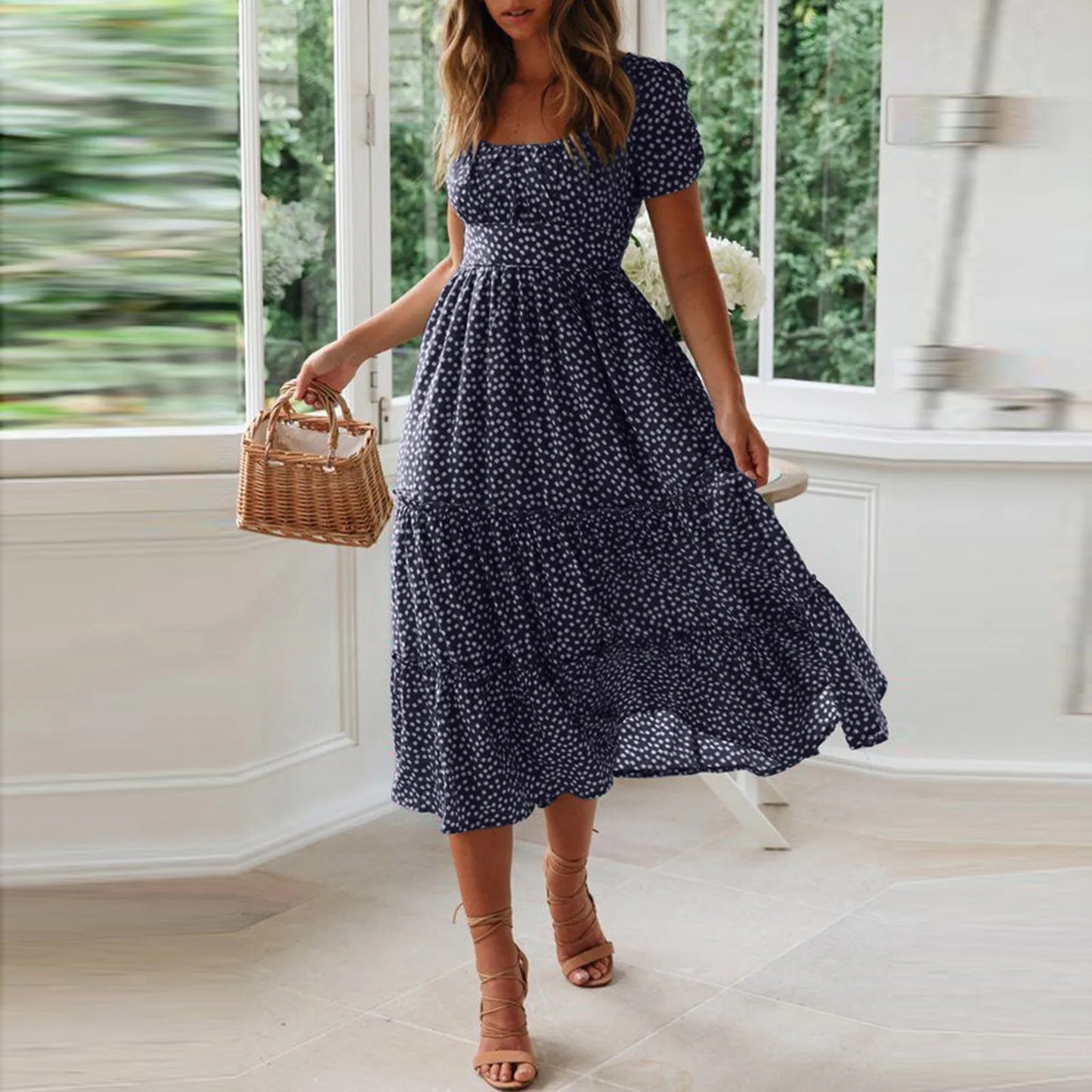 Floral Flowy Midi Summer Dress