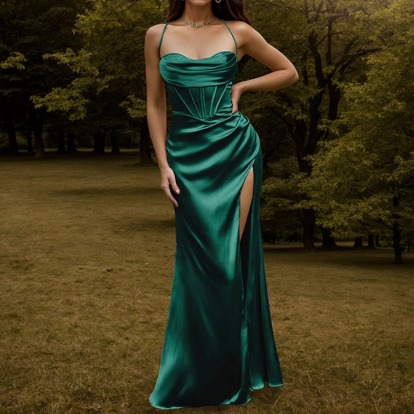 Silky Satin Corset Party Dress