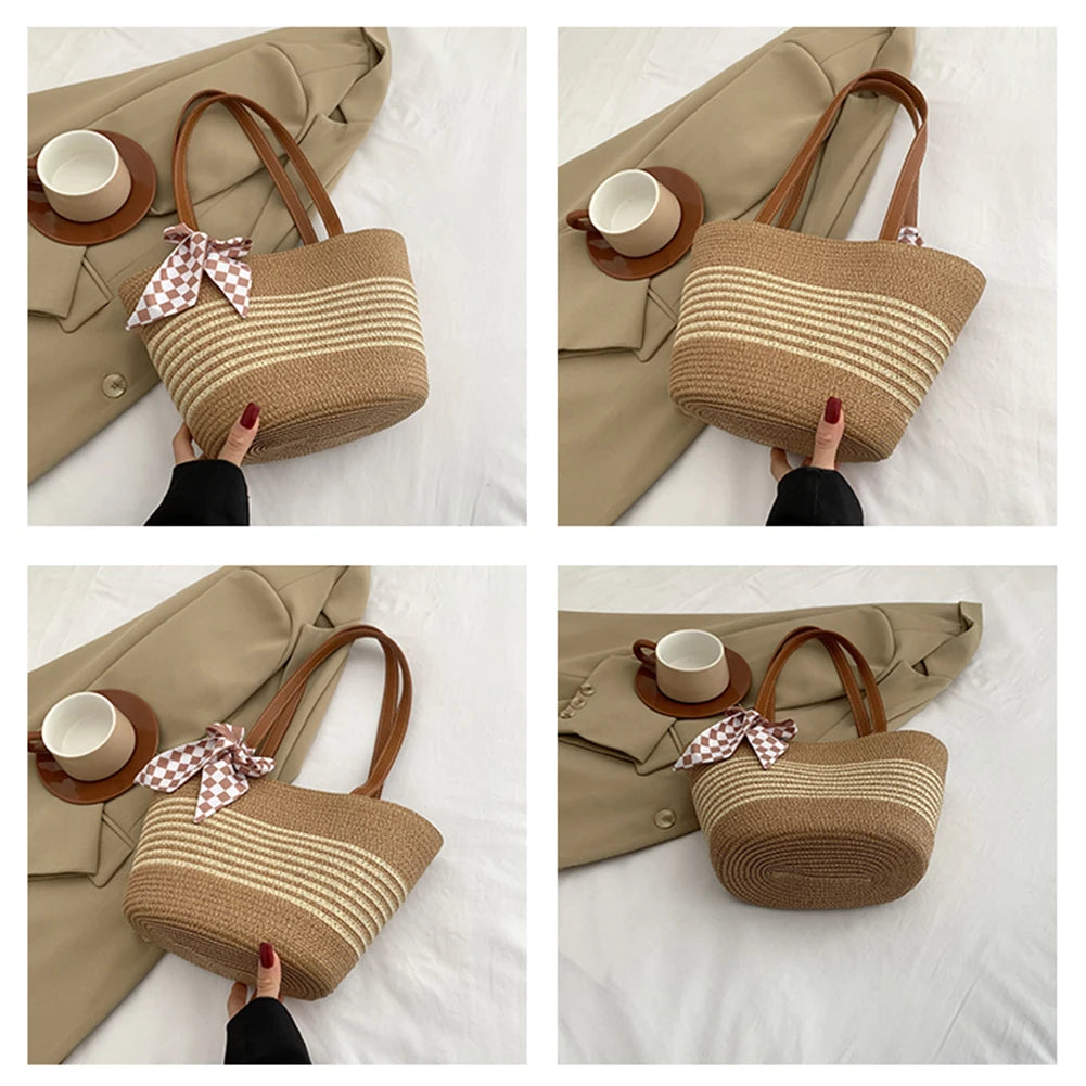 Large Straw Crochet Tote Bag