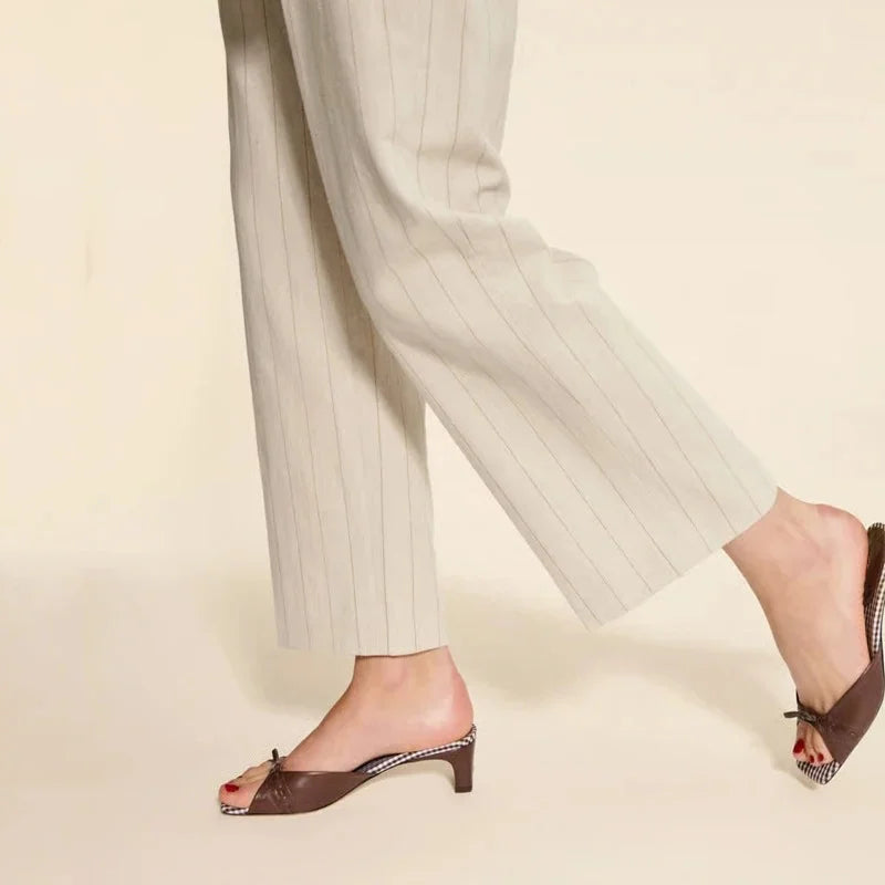 Peep Toe Bow Mules with Leopard Sole