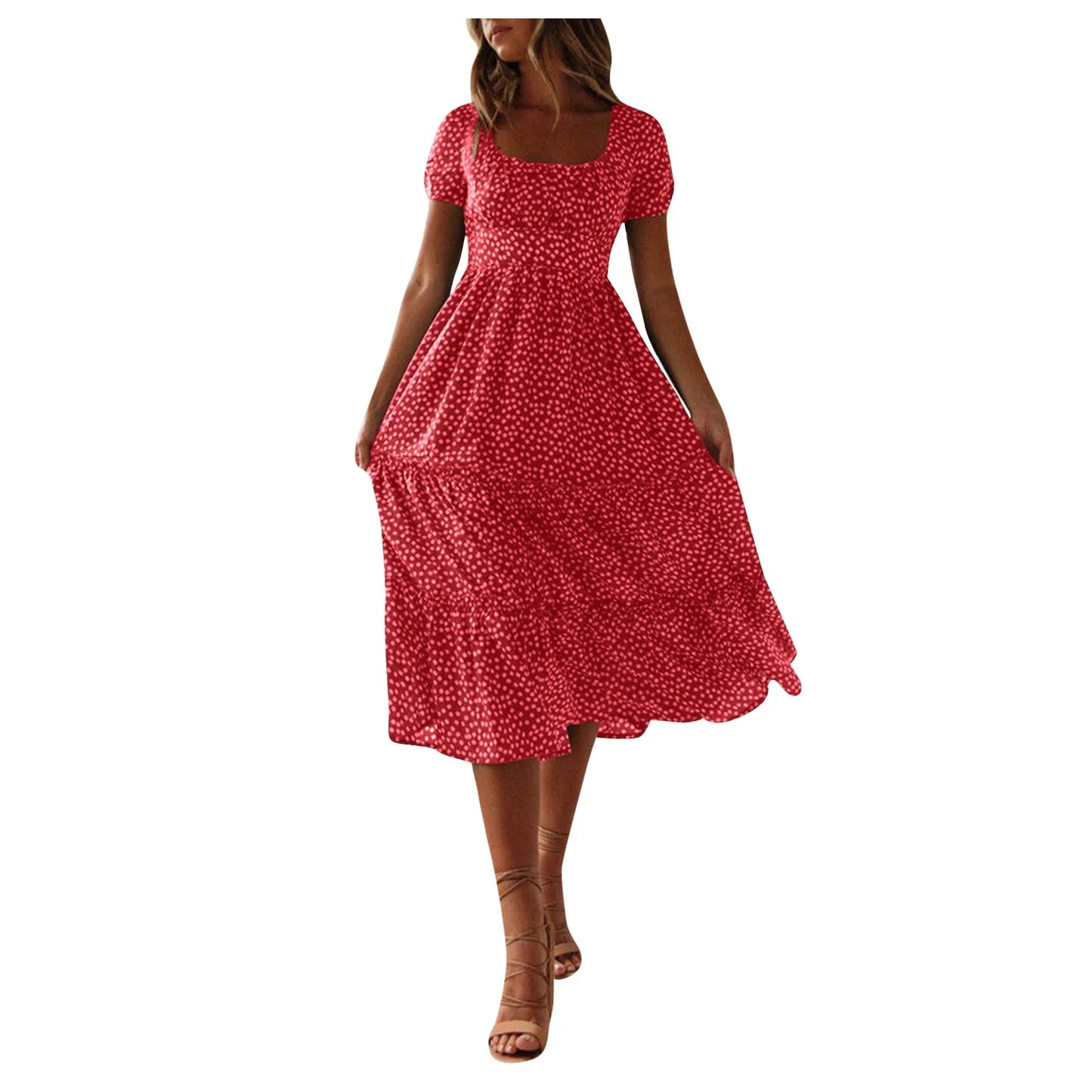 Floral Flowy Midi Summer Dress