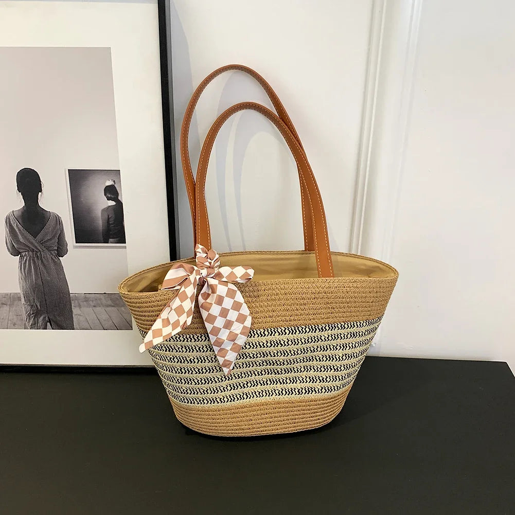 Large Straw Crochet Tote Bag