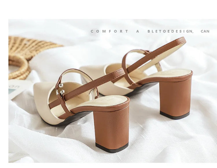 Pointed Toe Block Heel Sandals