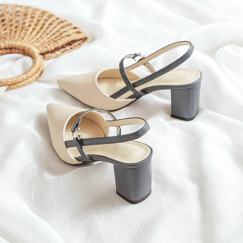 Pointed Toe Block Heel Sandals