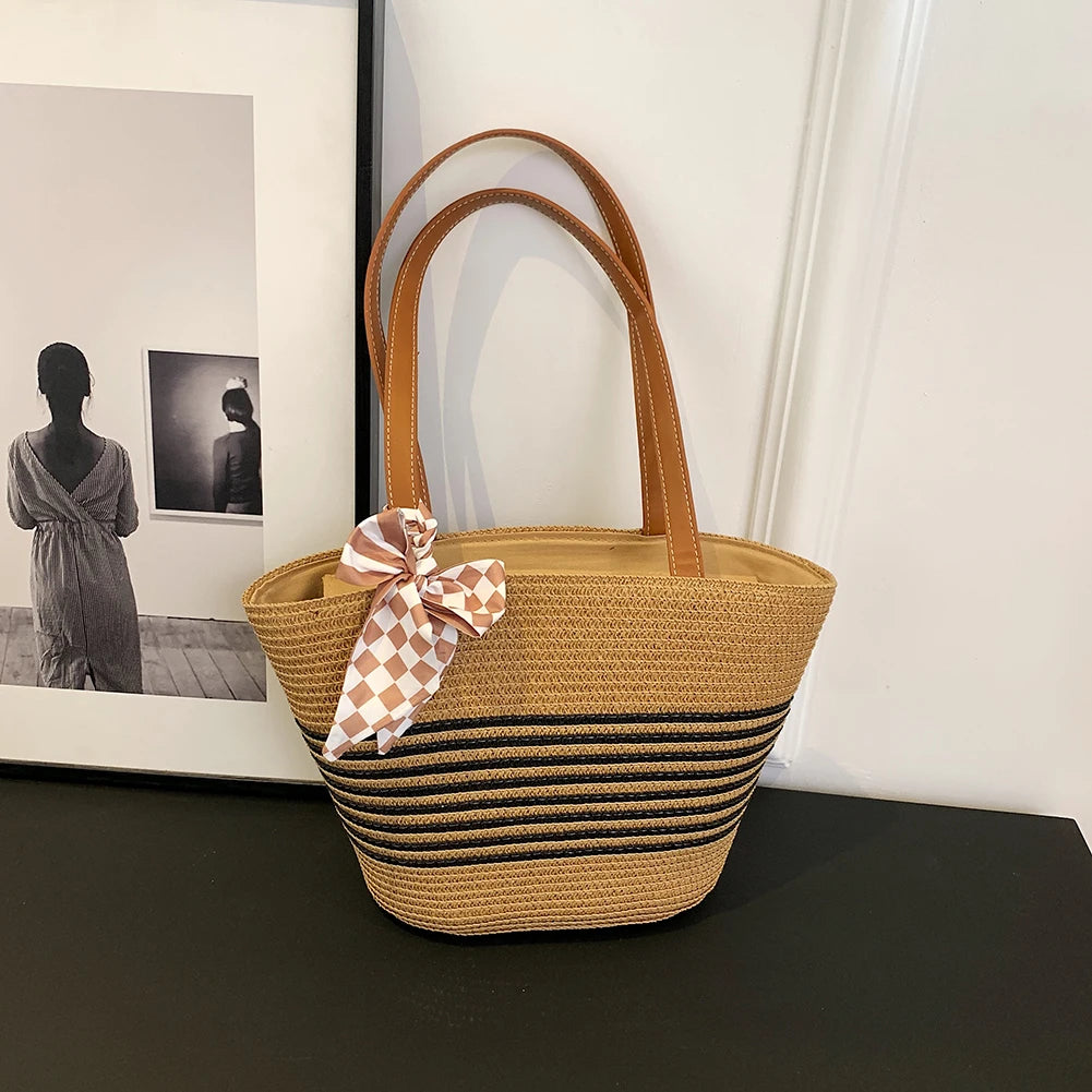 Large Straw Crochet Tote Bag
