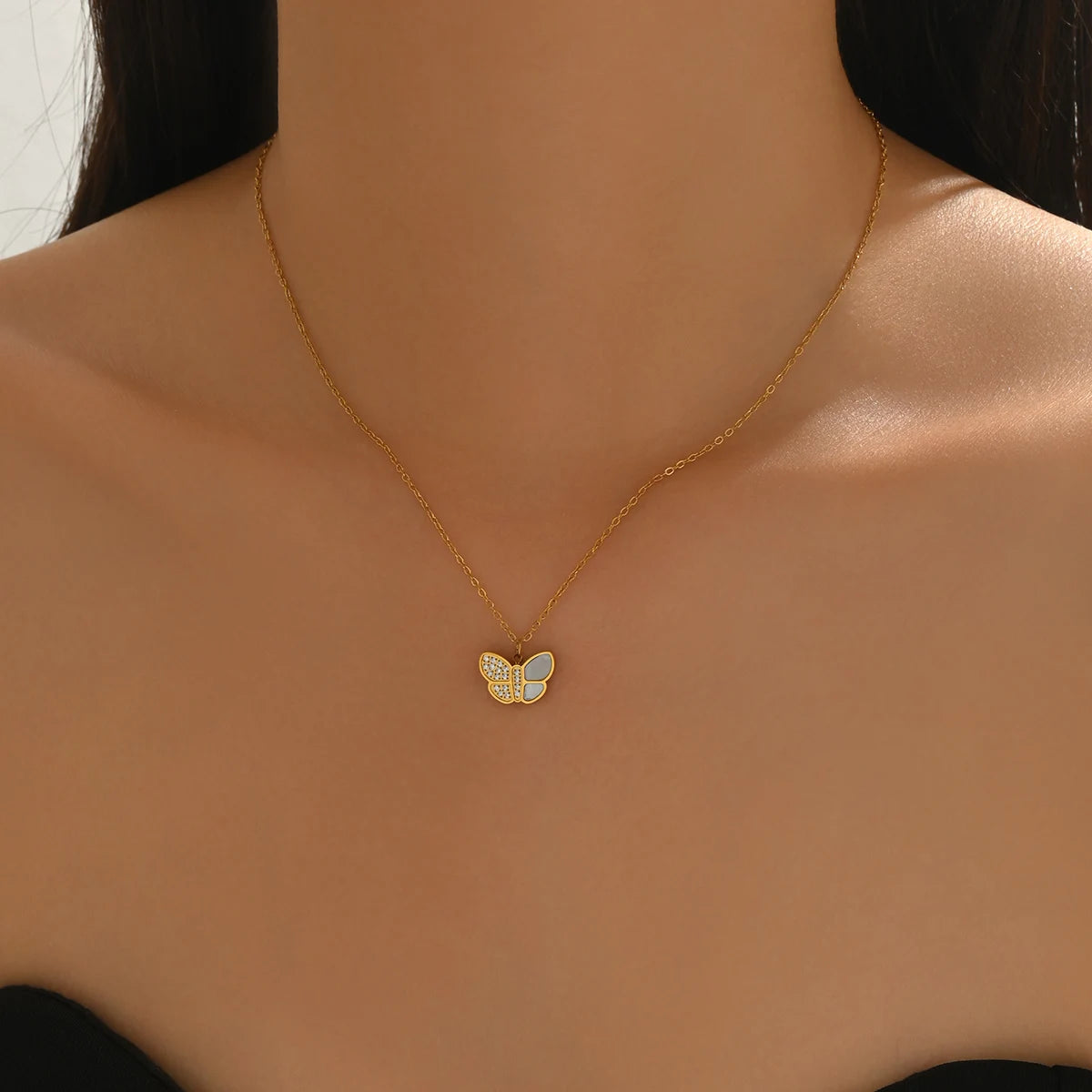 Gold Butterfly Pendant Necklace