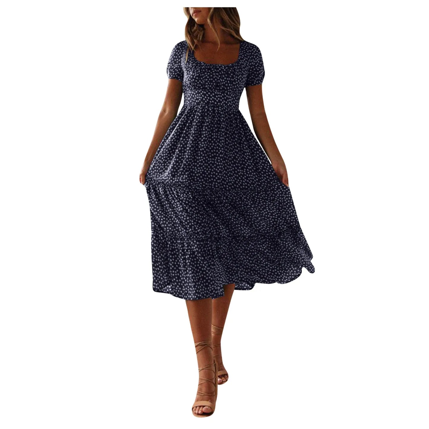 Floral Flowy Midi Summer Dress