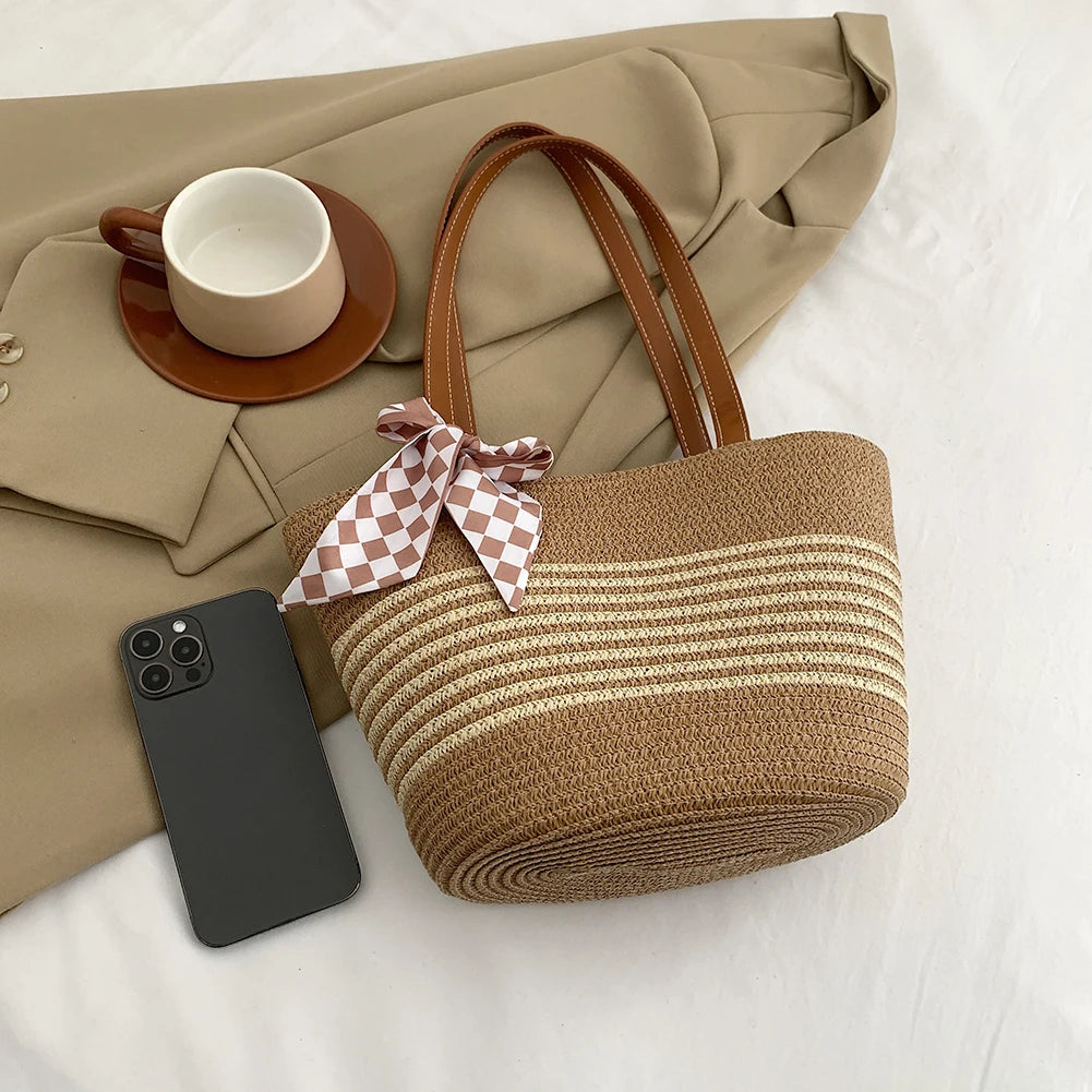 Large Straw Crochet Tote Bag
