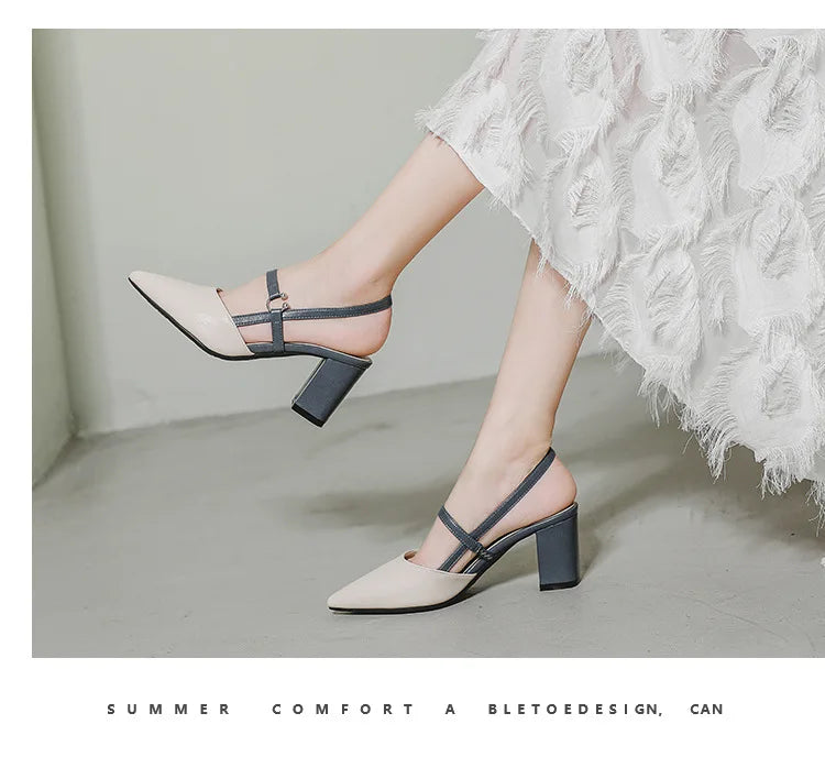 Pointed Toe Block Heel Sandals