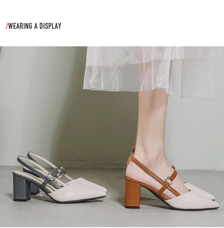 Pointed Toe Block Heel Sandals