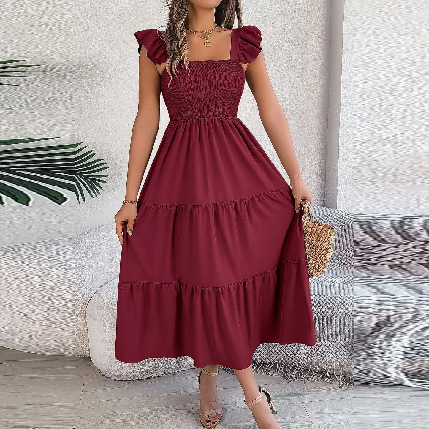 Square Neck Sleeveless Maxi Dress