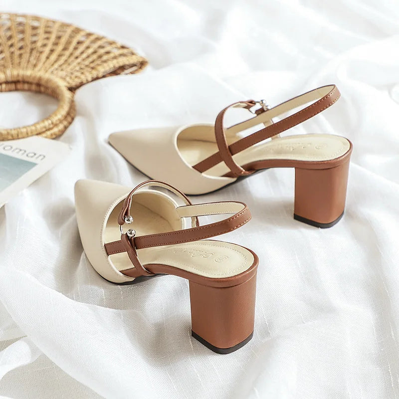 Pointed Toe Block Heel Sandals