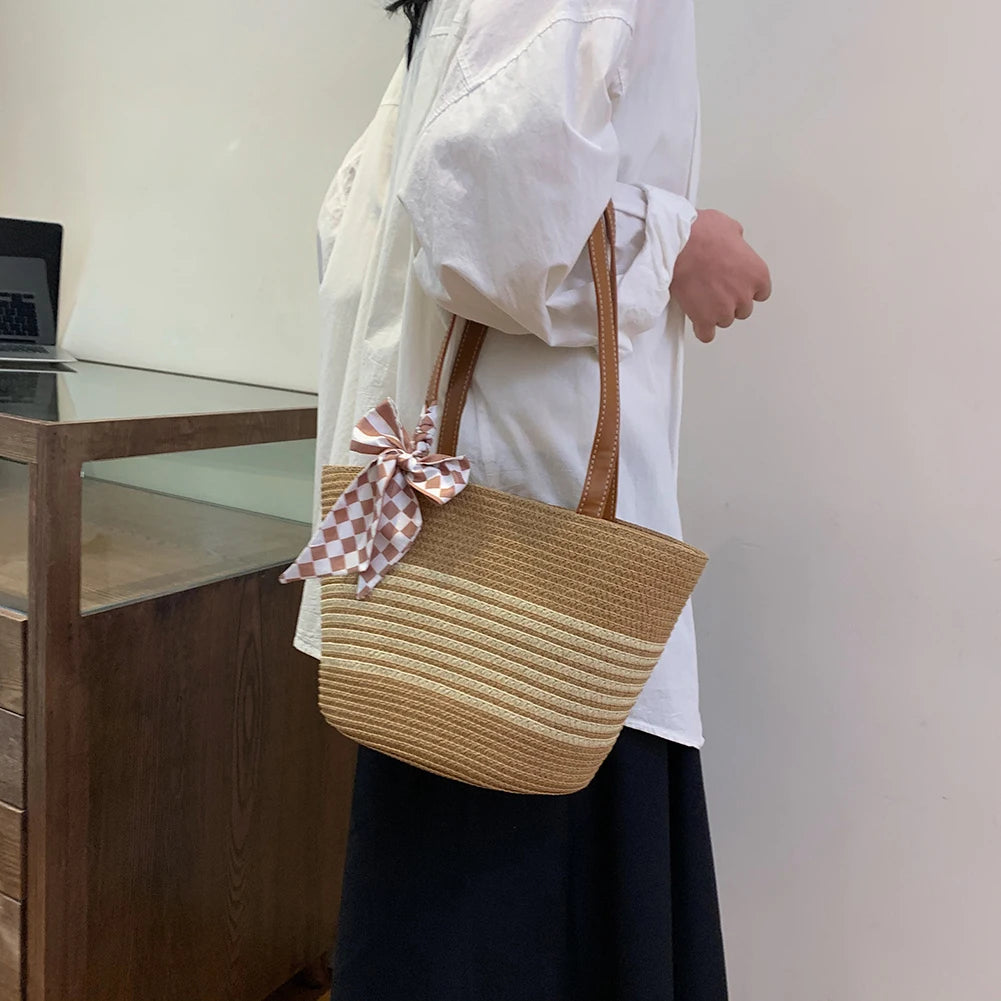 Large Straw Crochet Tote Bag
