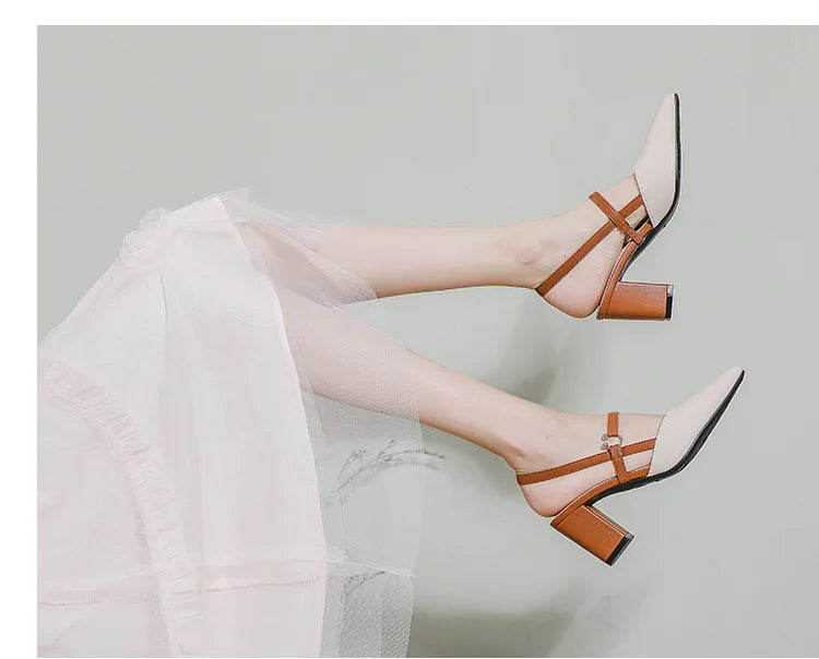 Pointed Toe Block Heel Sandals