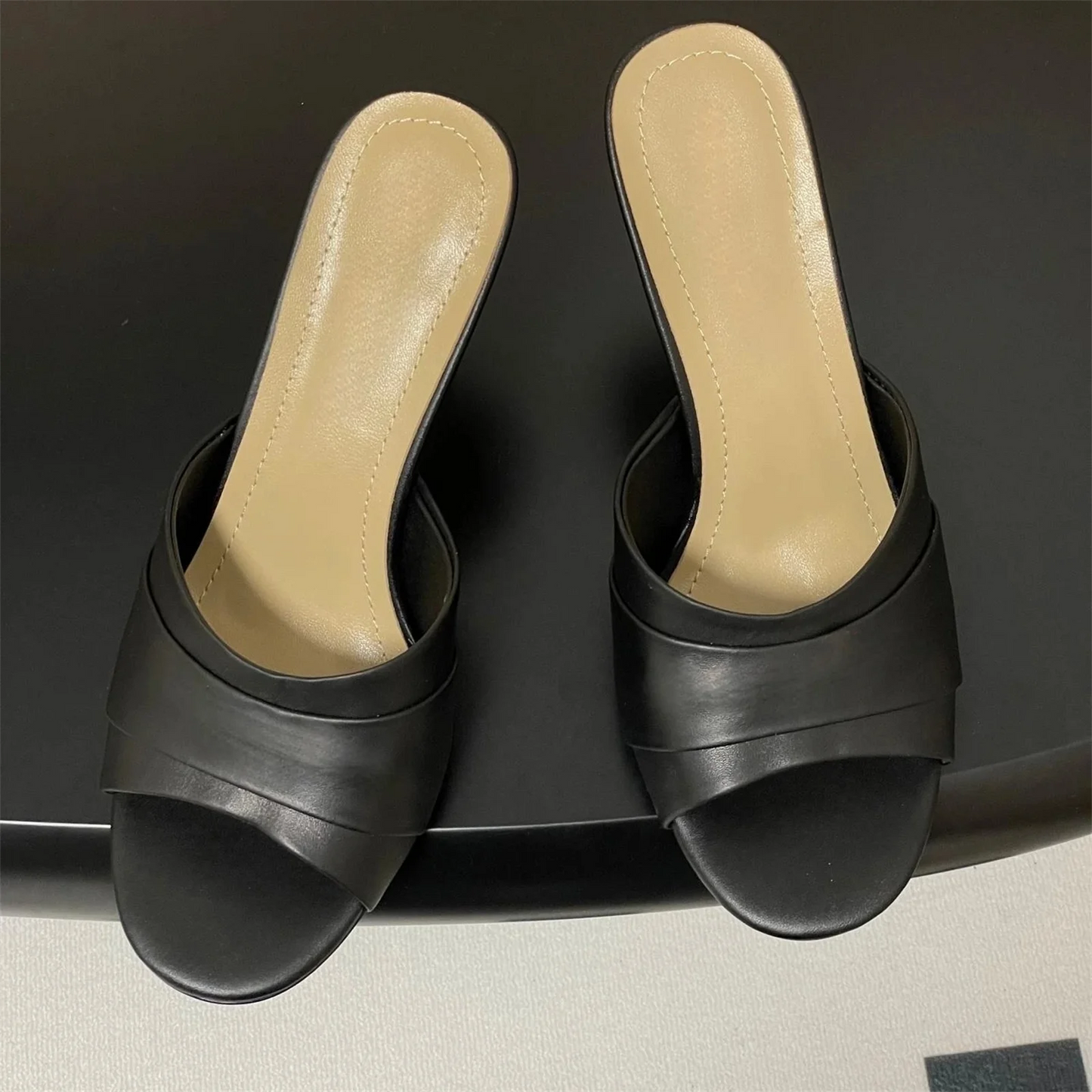 Leather Square-Toe Buckle Flats