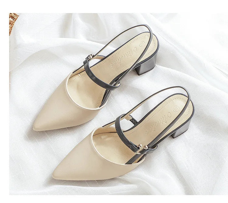 Pointed Toe Block Heel Sandals