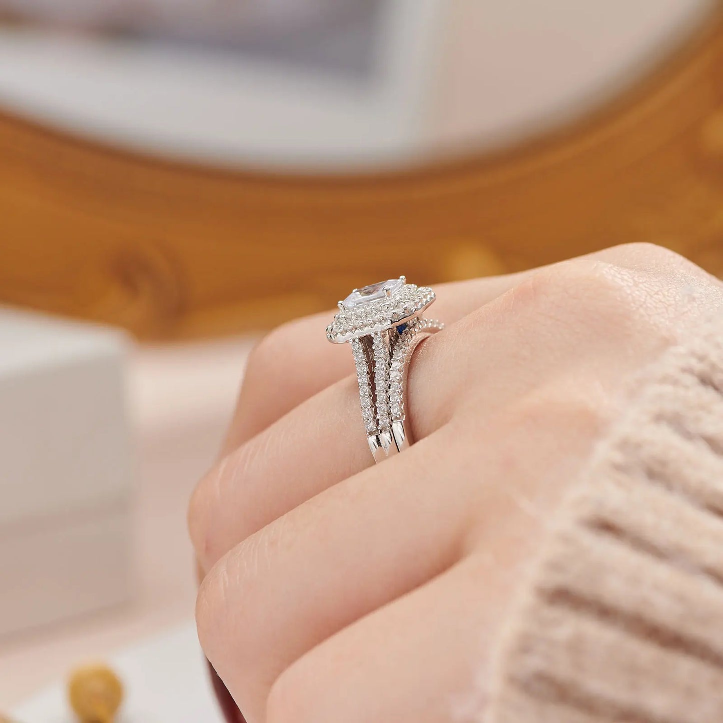 Radiant Cut Double Halo Engagement Ring