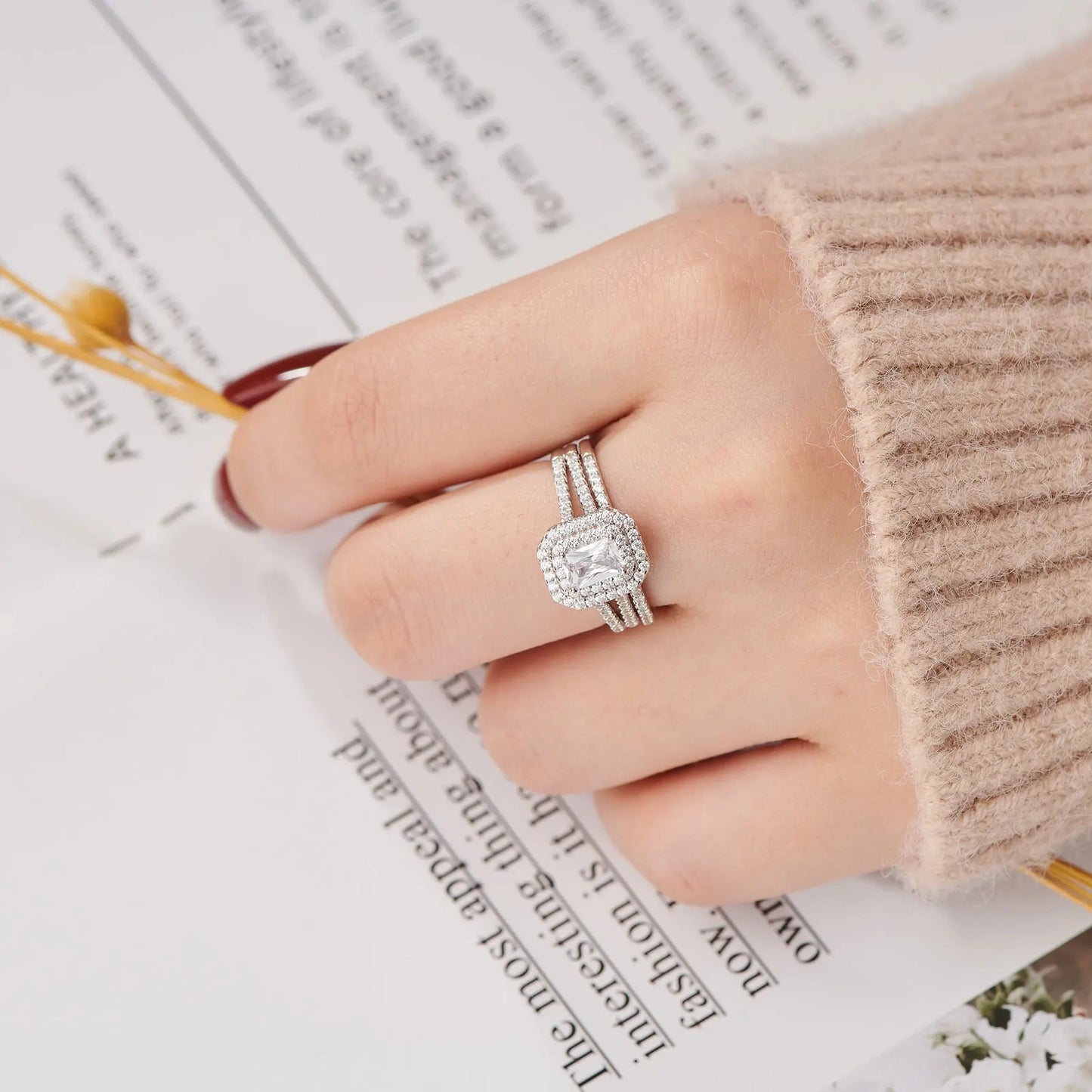 Radiant Cut Double Halo Engagement Ring
