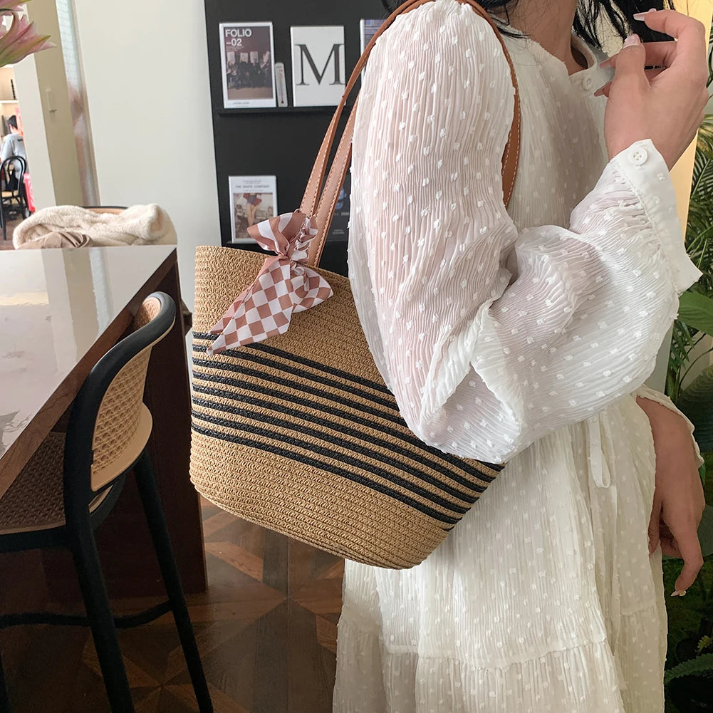 Large Straw Crochet Tote Bag