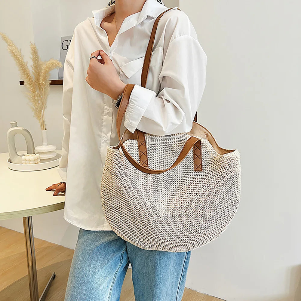Handmade Boho Straw Beach Tote