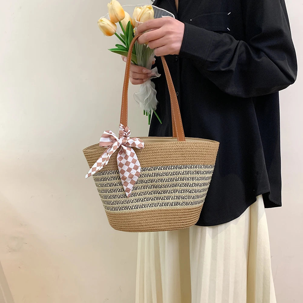 Large Straw Crochet Tote Bag