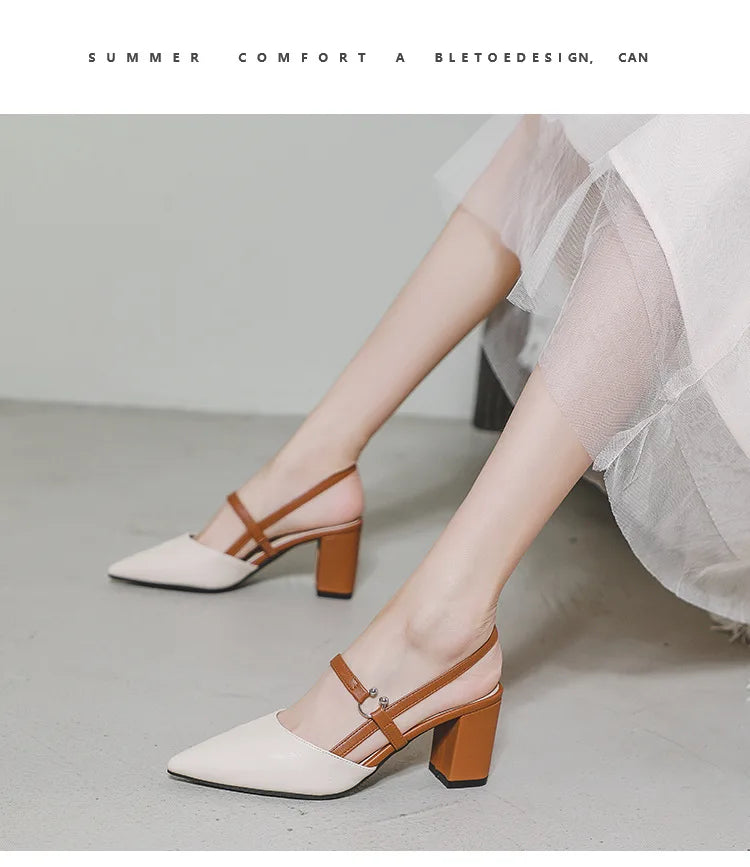 Pointed Toe Block Heel Sandals