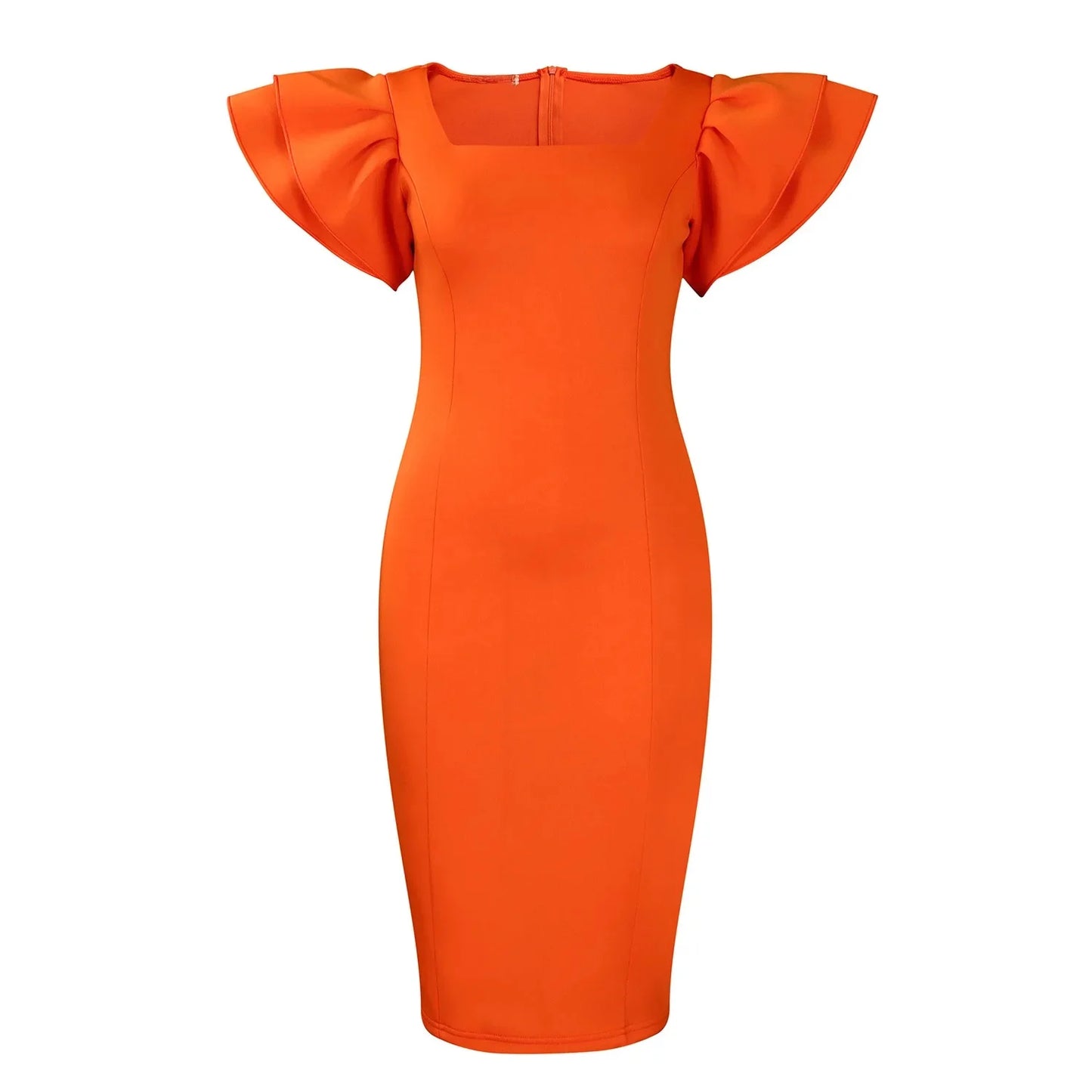 Fashionable Pure Color African Dress Q121 with Elegant Fleece Sleeve Bodycon Skirt Single Piece Women's Clothing