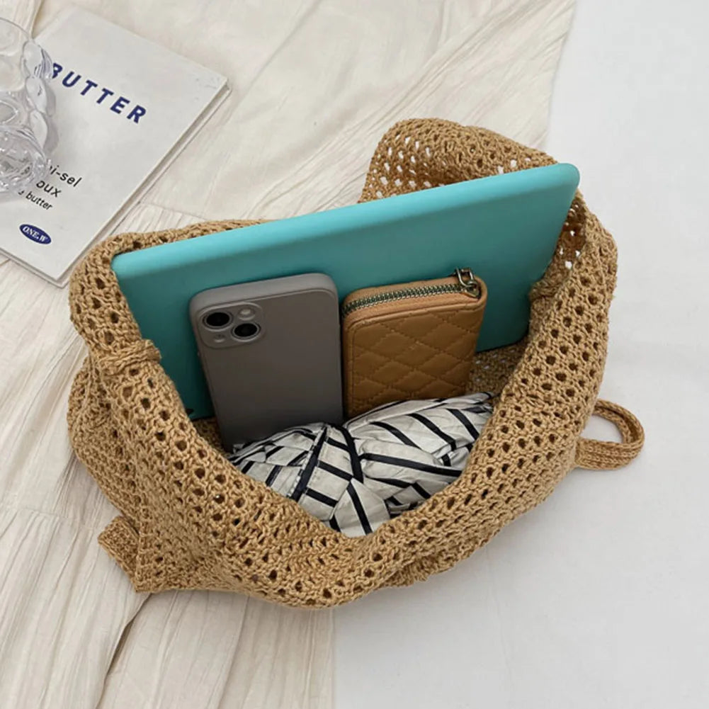 Large Knit Crochet Tote Shoulder Bag