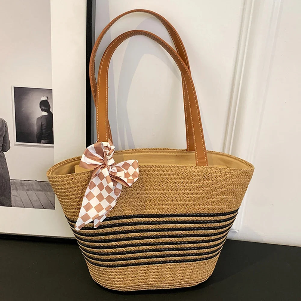 Large Straw Crochet Tote Bag
