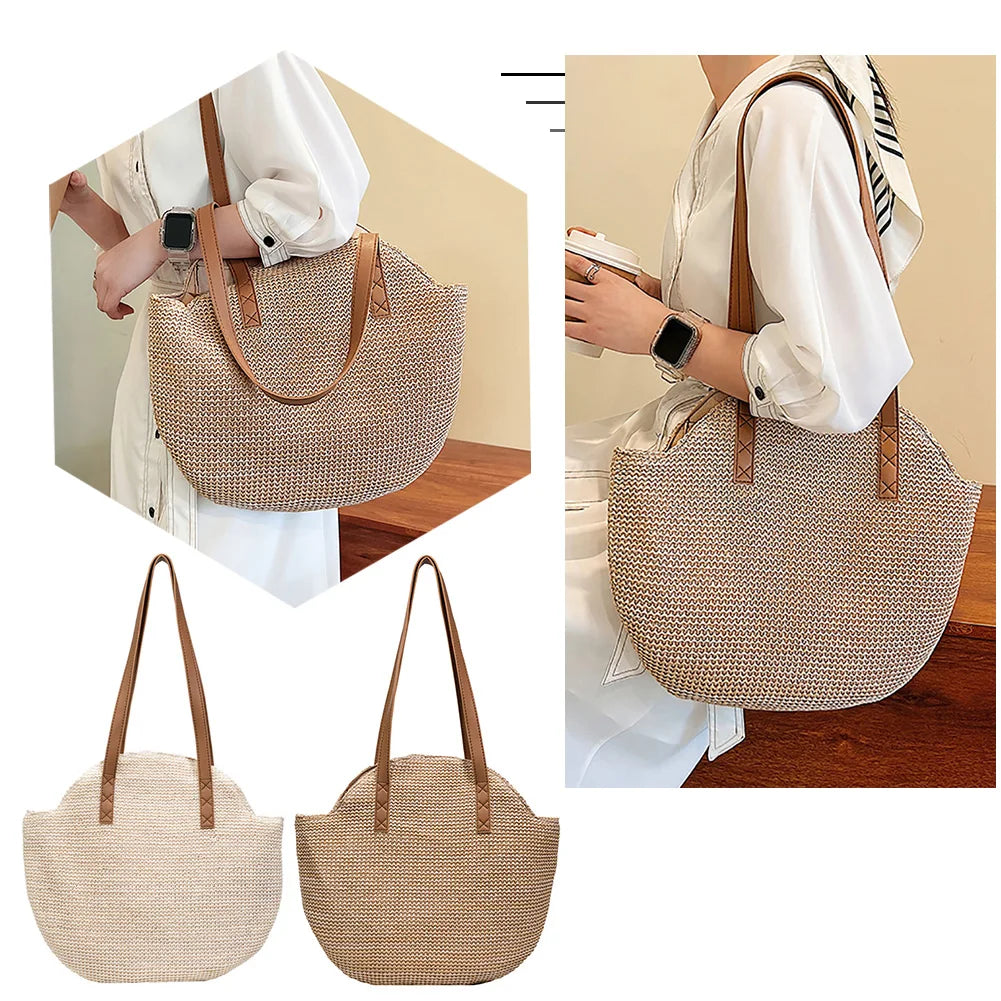 Handmade Boho Straw Beach Tote