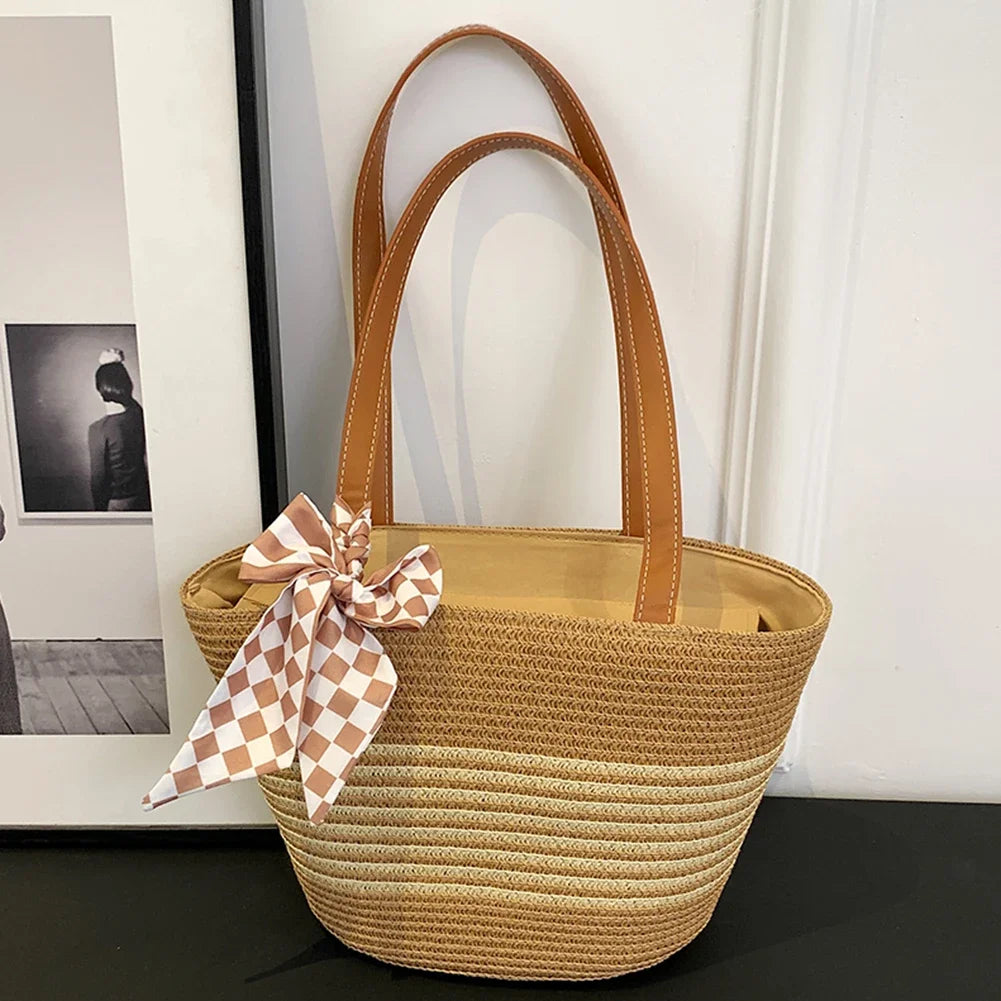 Large Straw Crochet Tote Bag