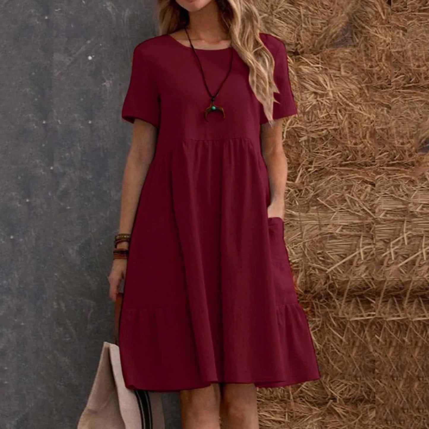 Vintage Cotton Linen Pocket Dress