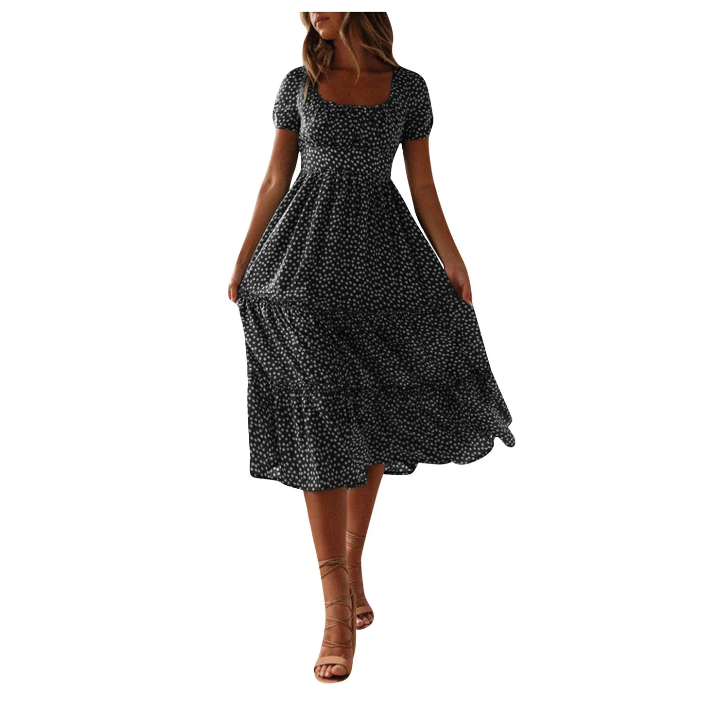 Floral Flowy Midi Summer Dress