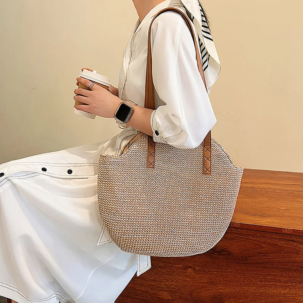 Handmade Boho Straw Beach Tote