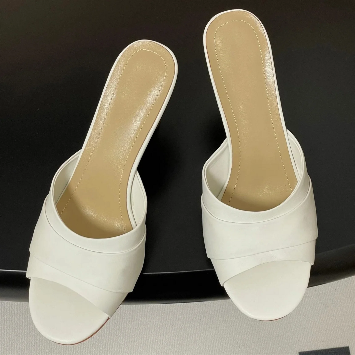 Leather Square-Toe Buckle Flats