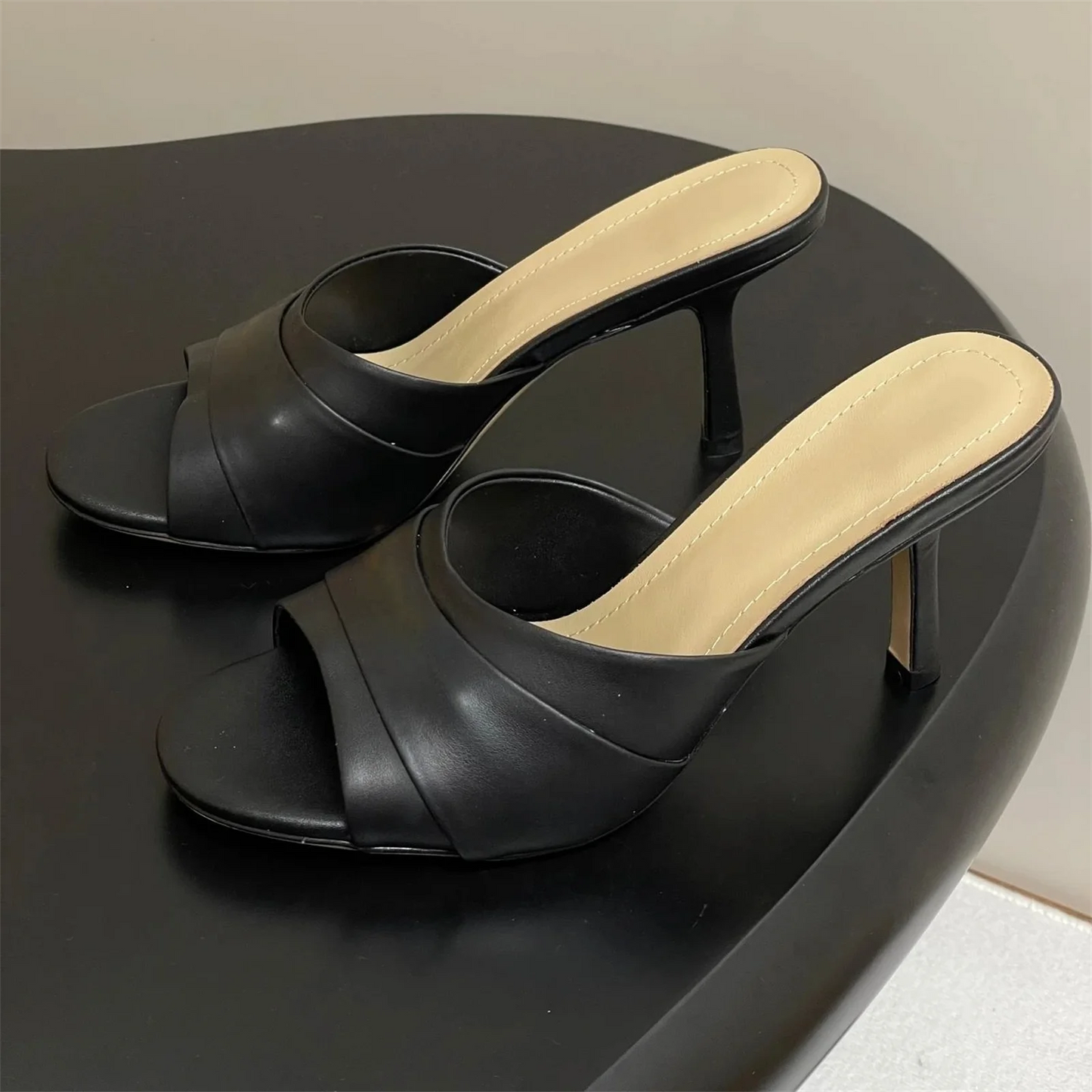 Leather Square-Toe Buckle Flats