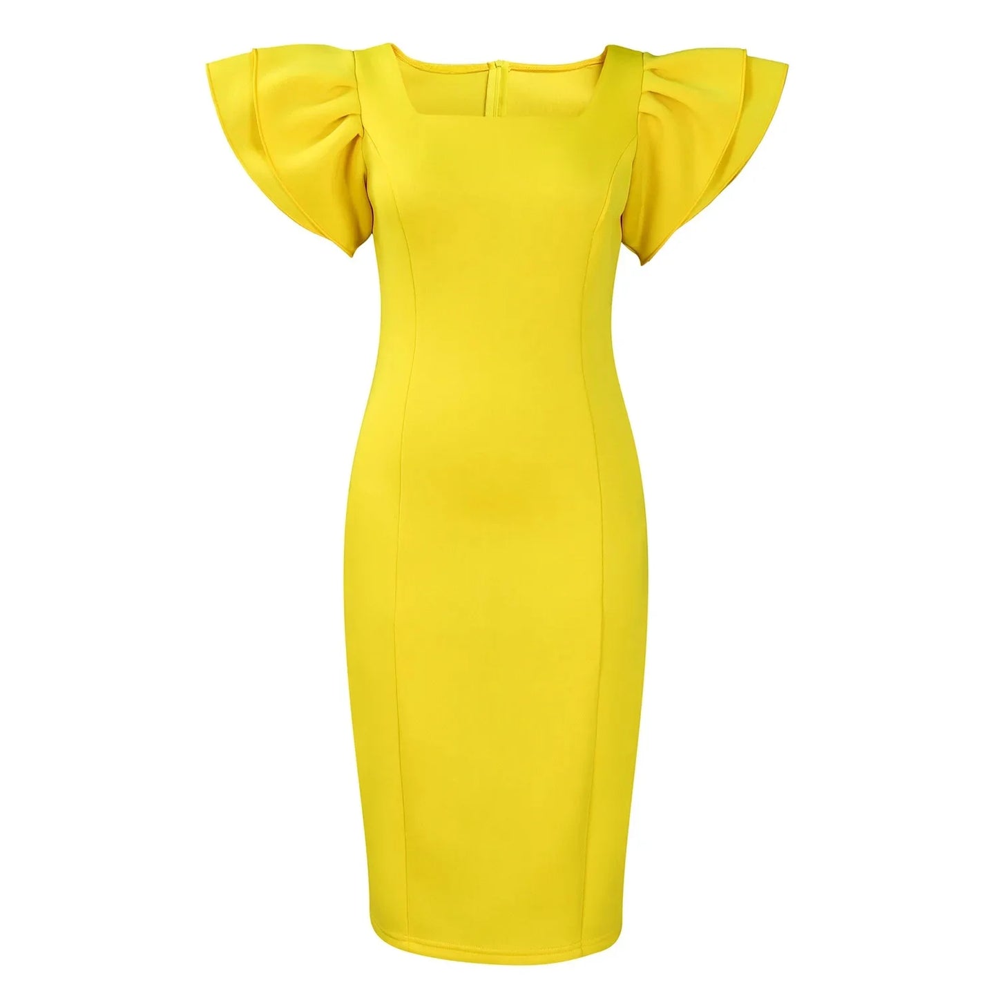 Fashionable Pure Color African Dress Q121 with Elegant Fleece Sleeve Bodycon Skirt Single Piece Women's Clothing