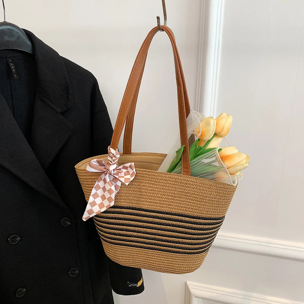 Large Straw Crochet Tote Bag